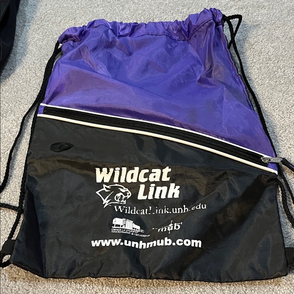 Handbags - Purple and Black Drawstring Backpack from university of New Hampshire
